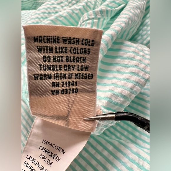 L.L. Bean Mint Green Seersucker Button-Down Shirt - Picture 5 of 7